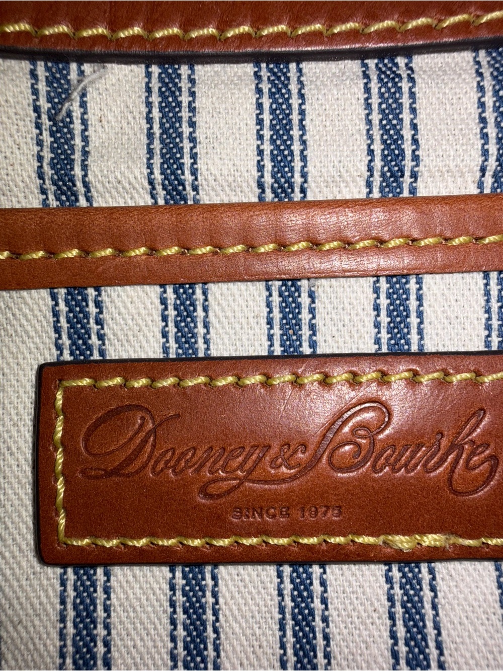 Dooney & Bourke Turquoise Nylon Tote with Brown Leather Trim - Picture 4 of 9